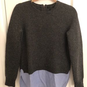 J.Crew grey sweater with shirting detail